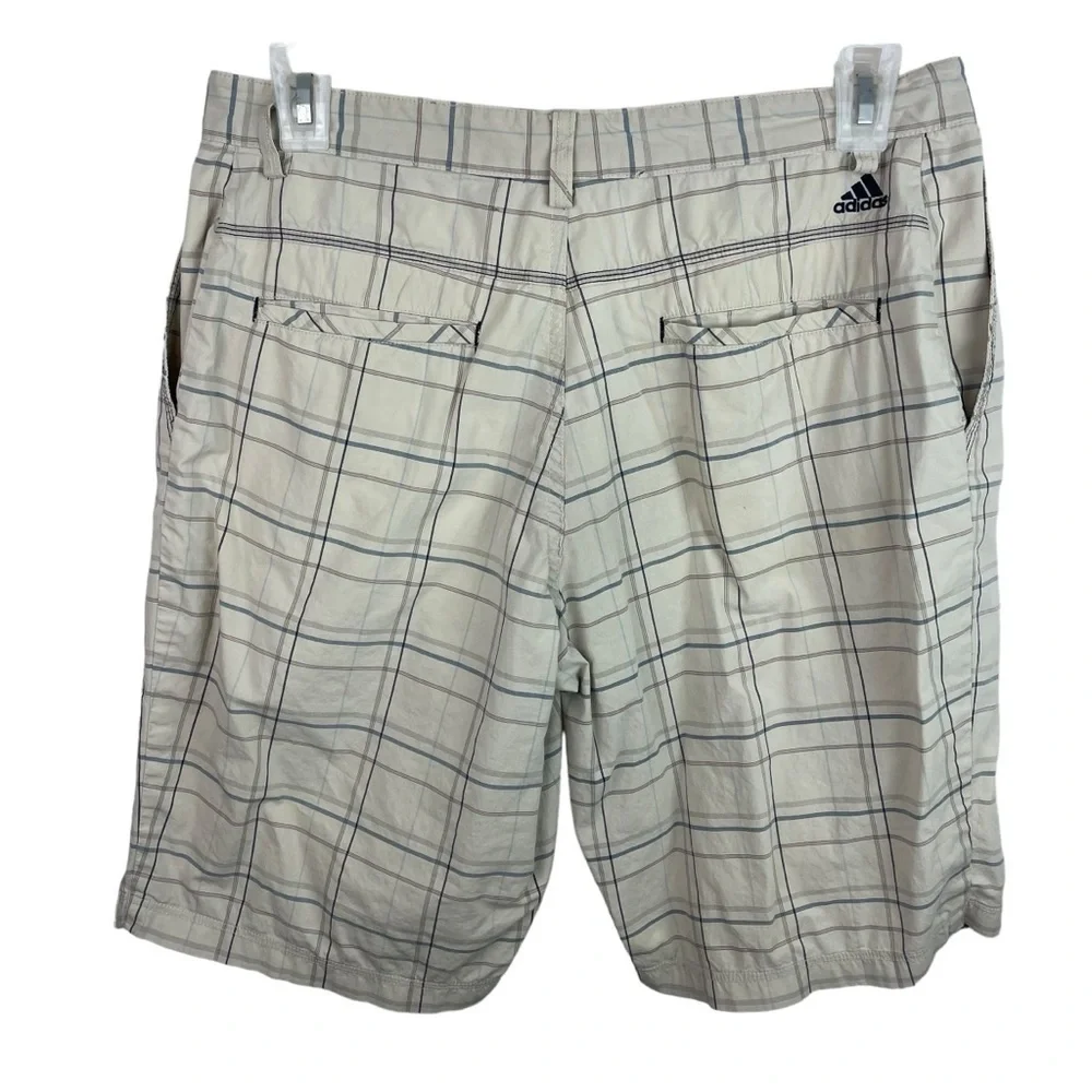 Adidas | Khaki Plaid Lightweight Golf Shorts